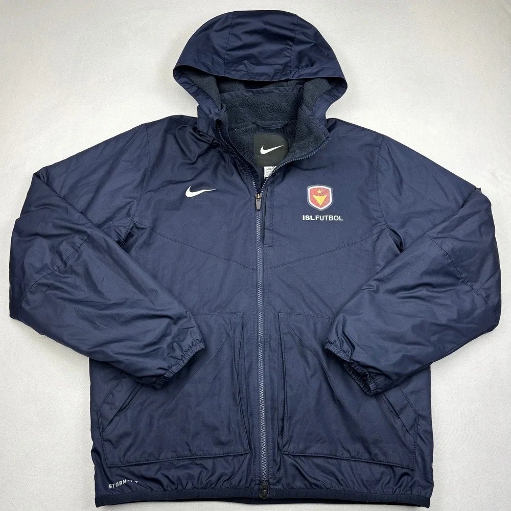 Nike Storm-FIT Jacket Boys XL Navy Fleece Lined Hooded ISL Futbol 645905-451